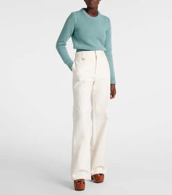 Pantalon ample à taille haute en coton  | Chloé