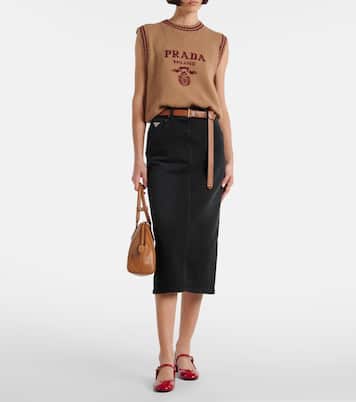 Jupe midi en jean | Prada
