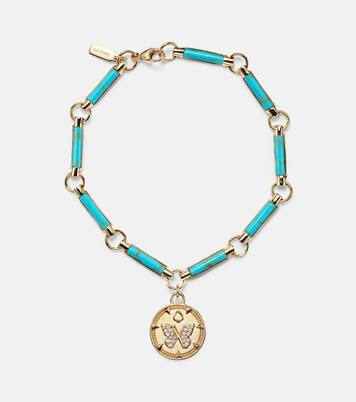 Reverie Element 18kt gold chain bracelet with turquoise and diamonds | FoundRae