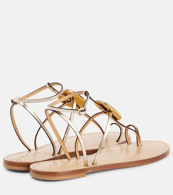 Cairo embellished metallic leather sandals | Amanu