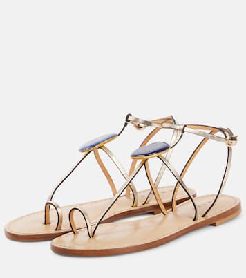 Cairo embellished metallic leather sandals | Amanu
