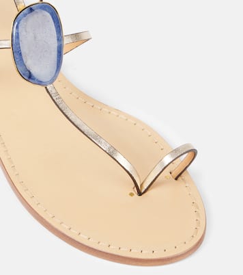 Cairo embellished metallic leather sandals | Amanu