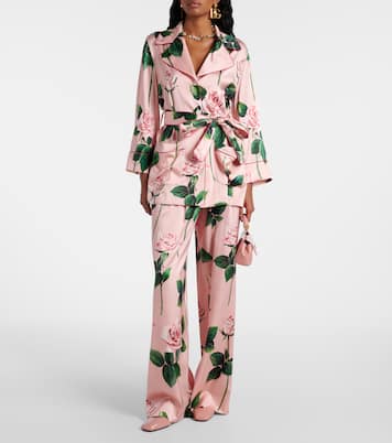 Pantalon ample en soie mélangée a fleurs | Dolce&Gabbana