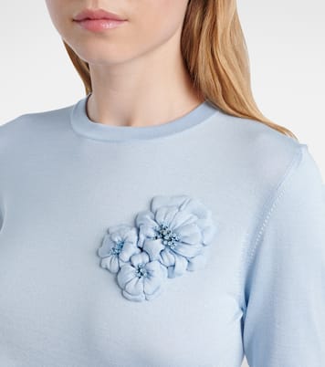 Floral-appliqué silk sweater | Dolce&Gabbana