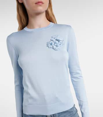 Floral-appliqué silk sweater | Dolce&Gabbana