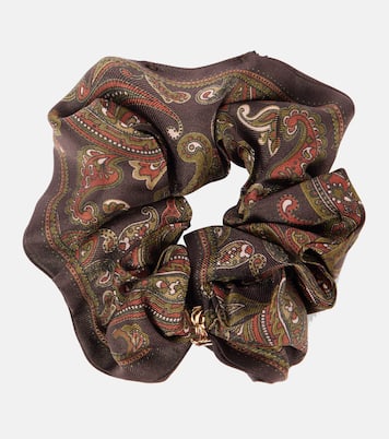 Scrunchie in seta con stampa paisley e logo | Saint Laurent