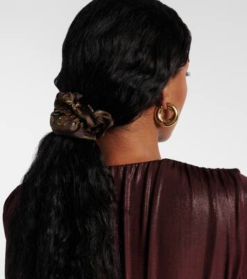 Scrunchie in seta con stampa paisley e logo | Saint Laurent