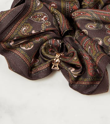 Scrunchie in seta con stampa paisley e logo | Saint Laurent