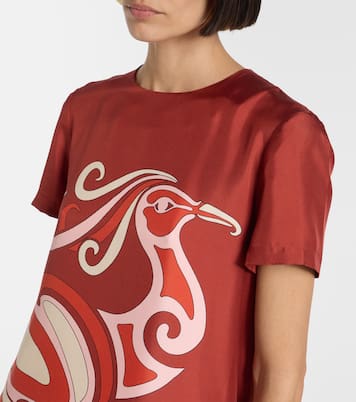 Swing feather-trimmed silk maxi dress | La DoubleJ