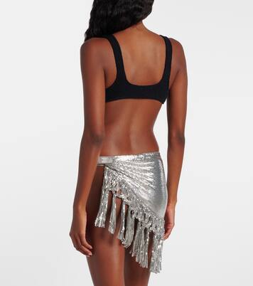 Chainmail leather-trimmed miniskirt | Rabanne