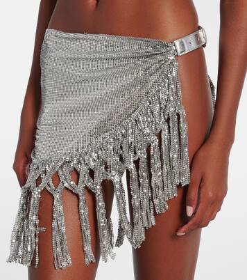 Chainmail leather-trimmed miniskirt | Rabanne
