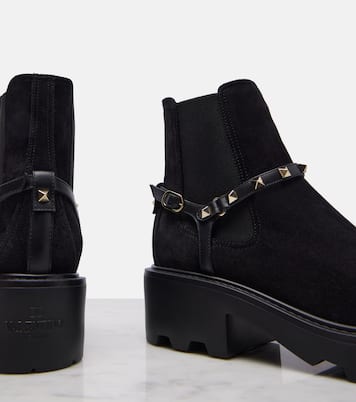 Bottines Rockstud 55 en daim | Valentino Garavani