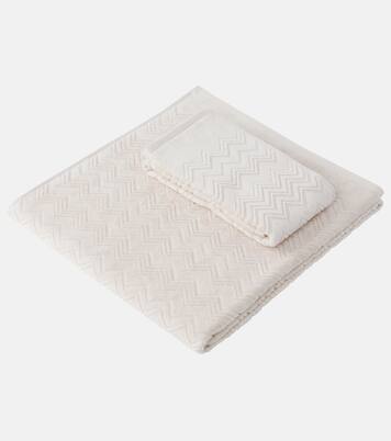 Chalk Zigzag set of 2 cotton terry towels | Missoni