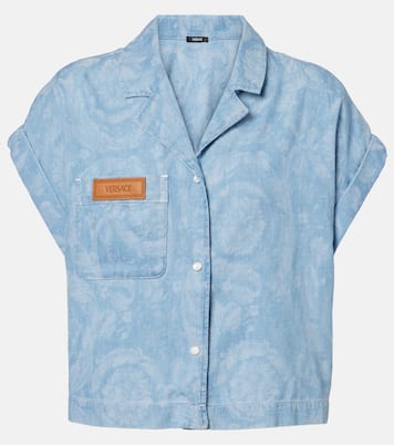 Barocco cropped denim chambray shirt | Versace