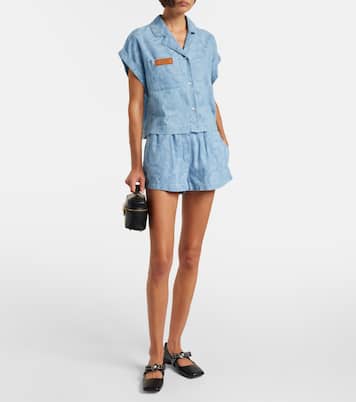 Barocco cropped denim chambray shirt | Versace