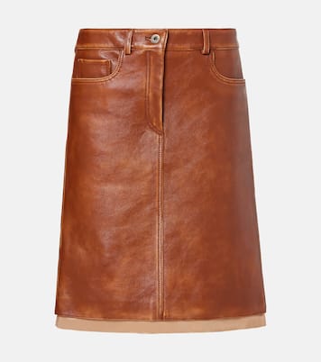Jupe midi en cuir | Miu Miu