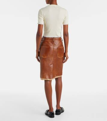 Jupe midi en cuir | Miu Miu