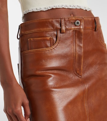 Jupe midi en cuir | Miu Miu