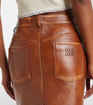 Jupe midi en cuir | Miu Miu