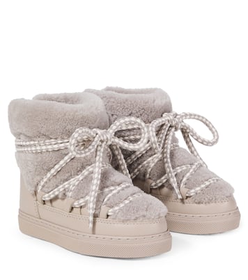 Leather-trimmed shearling snow boots   | Inuikii Kids