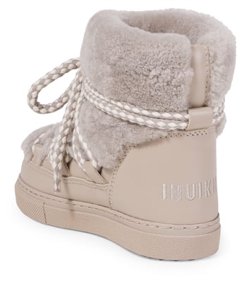 Leather-trimmed shearling snow boots   | Inuikii Kids