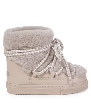 Leather-trimmed shearling snow boots   | Inuikii Kids