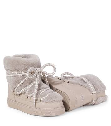 Leather-trimmed shearling snow boots   | Inuikii Kids