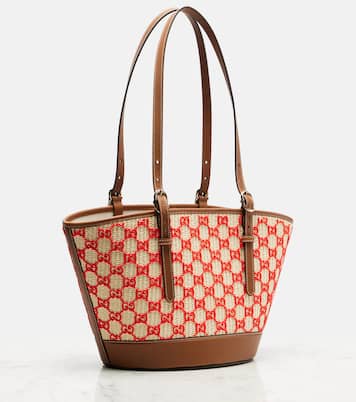 Summer GG Medium raffia shoulder bag | Gucci