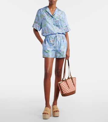 Summer GG Medium raffia shoulder bag | Gucci