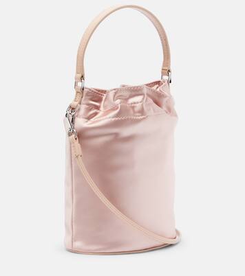 Lila leather-trimmed satin bucket bag | Staud