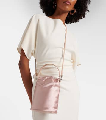 Lila leather-trimmed satin bucket bag | Staud