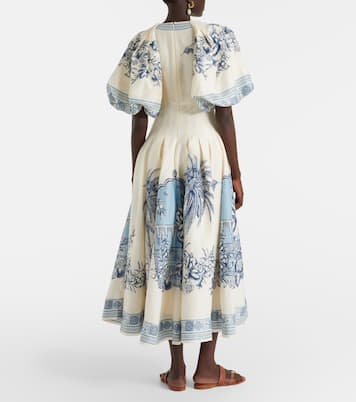 Abito midi Villa Romantica in misto lino | Alémais