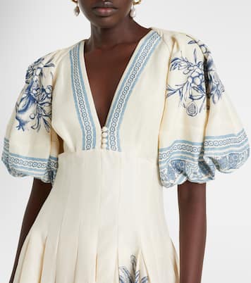 Abito midi Villa Romantica in misto lino | Alémais