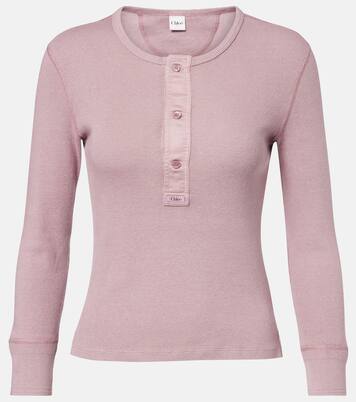 Ribbed-knit cotton Henley shirt | Chloé