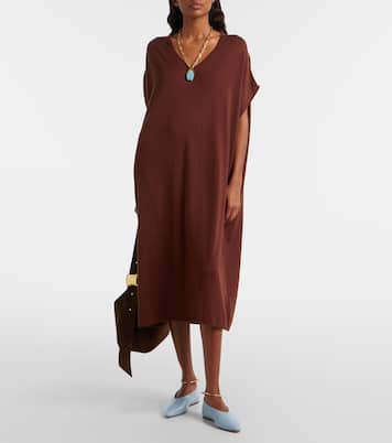 Vestido midi de algodón, seda y cachemir | Jardin des Orangers