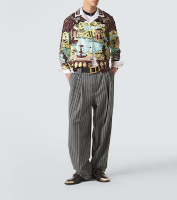 Pantalon droit rayé en laine vierge | Versace