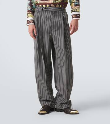 Pantalon droit rayé en laine vierge | Versace