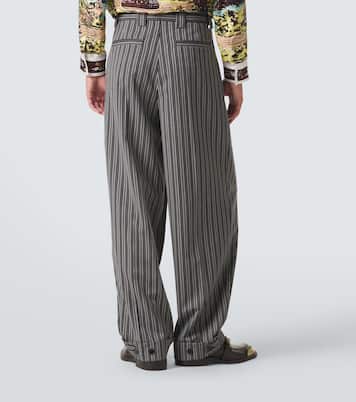 Pantalon droit rayé en laine vierge | Versace
