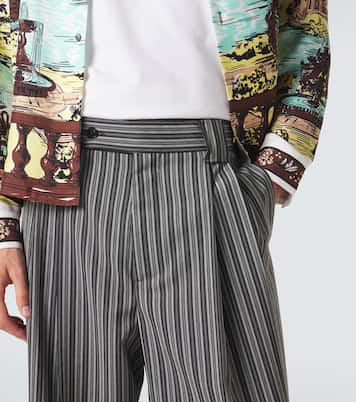 Pantalon droit rayé en laine vierge | Versace