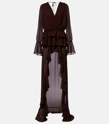 Giselle asymmetric tiered maxi dress | Bananhot