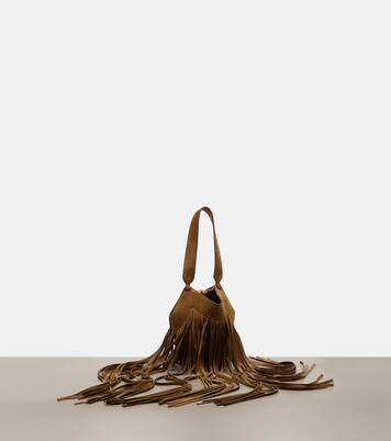 Lotus Nano fringed suede tote bag | Khaite