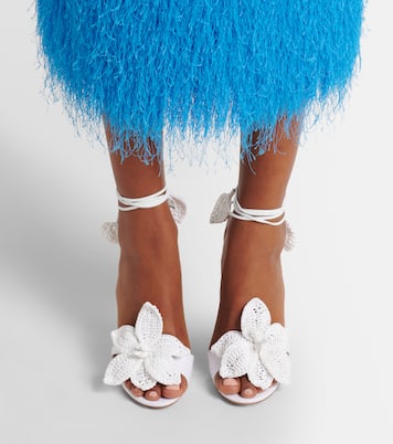 Calypso leather-trimmed raffia sandals | Aquazzura