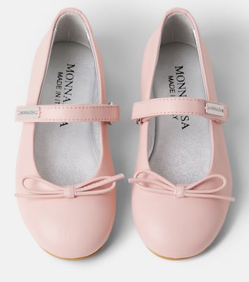 Bow-detail leather Mary Jane flats | Monnalisa