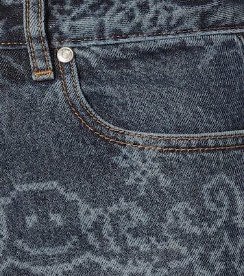 Bedruckte High-Rise Slim Jeans | Ganni