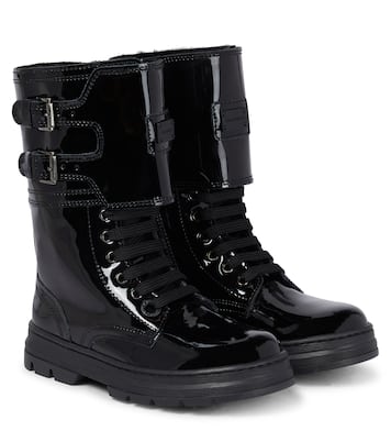 Patent leather combat boots | Dolce&Gabbana Kids