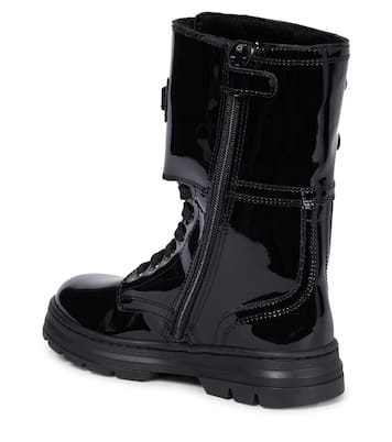 Patent leather combat boots | Dolce&Gabbana Kids