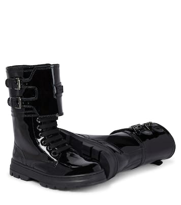 Patent leather combat boots | Dolce&Gabbana Kids