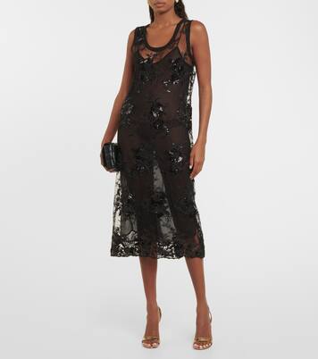 Abito midi Ilan in mesh con ricamo | Dodo Bar Or