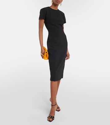 Vestido midi Fitted T-Shirt de crepé | Victoria Beckham