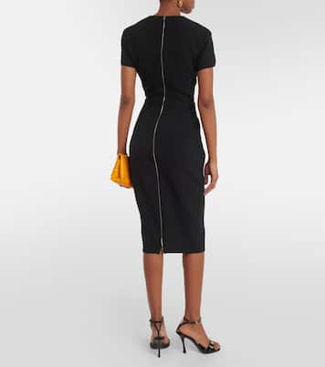 Vestido midi Fitted T-Shirt de crepé | Victoria Beckham